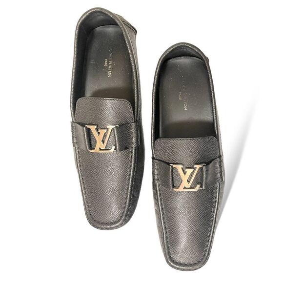 Mens LOUIS VUITTON Leather Drivers with Silver Tone Metal LV Motif |Size: 11M|